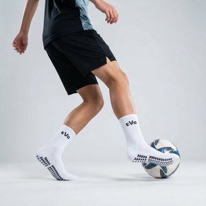 EVO Grip Socks hvide nærbillede - anti-slip fodboldstrømper